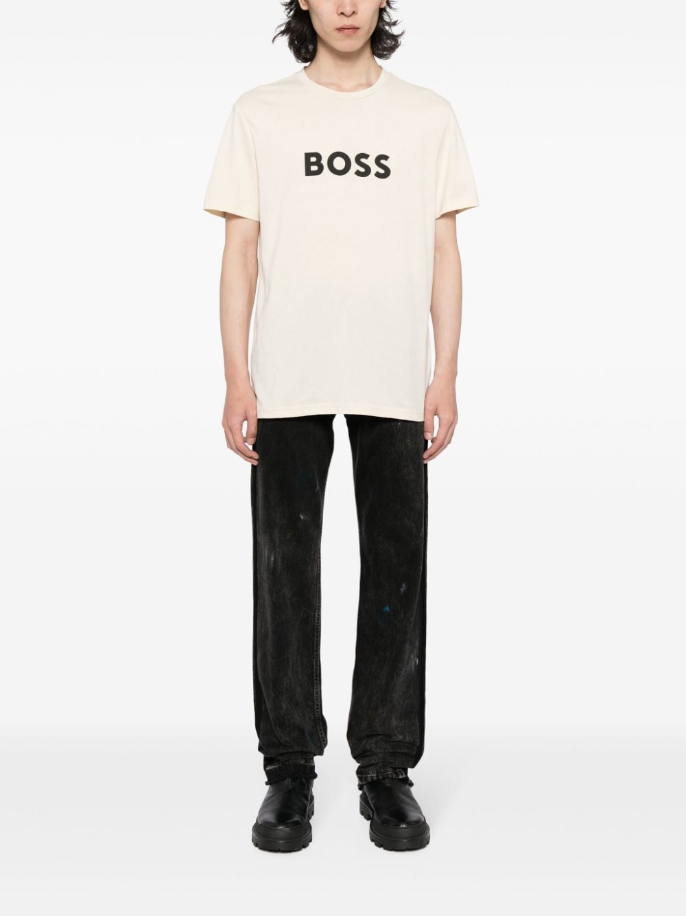 Image 2 of BOSS logo-print cotton t-shirt