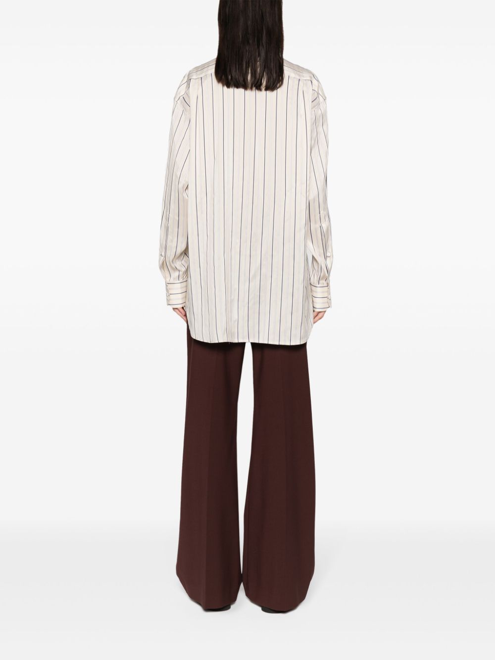 Shop Stella Mccartney Contrasting-panel Striped Shirt In Neutrals