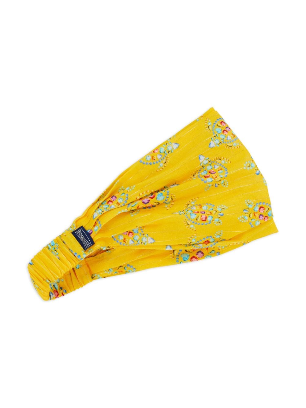Vilebrequin Kids' Turtle-print Organic Cotton Head Band In Yellow
