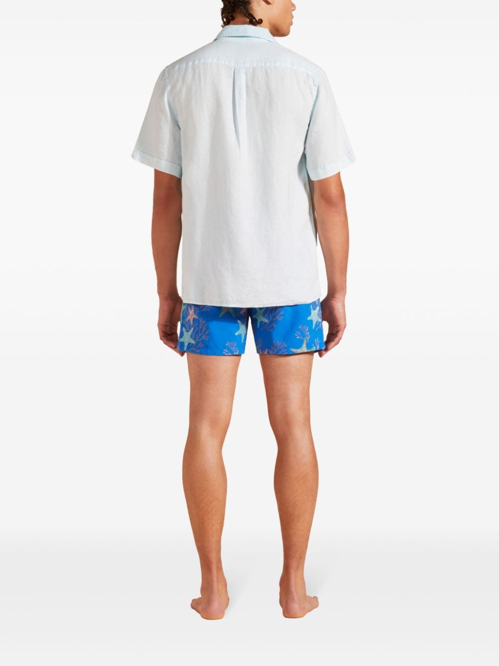 Shop Vilebrequin Chest-pocket Linen Shirt In Blau