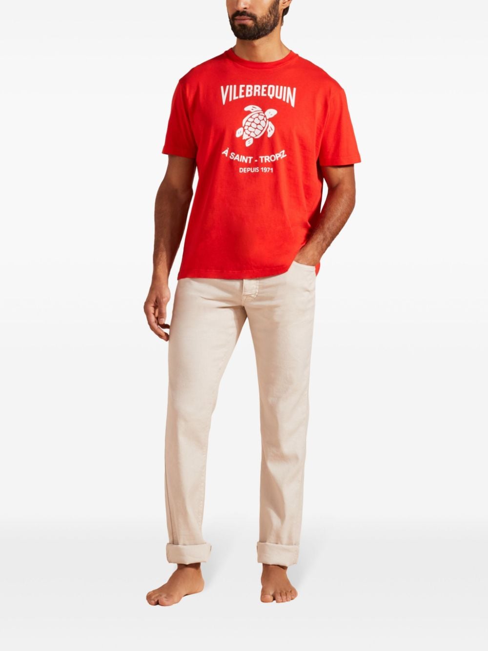 Vilebrequin logo-print cotton T-shirt - Rood