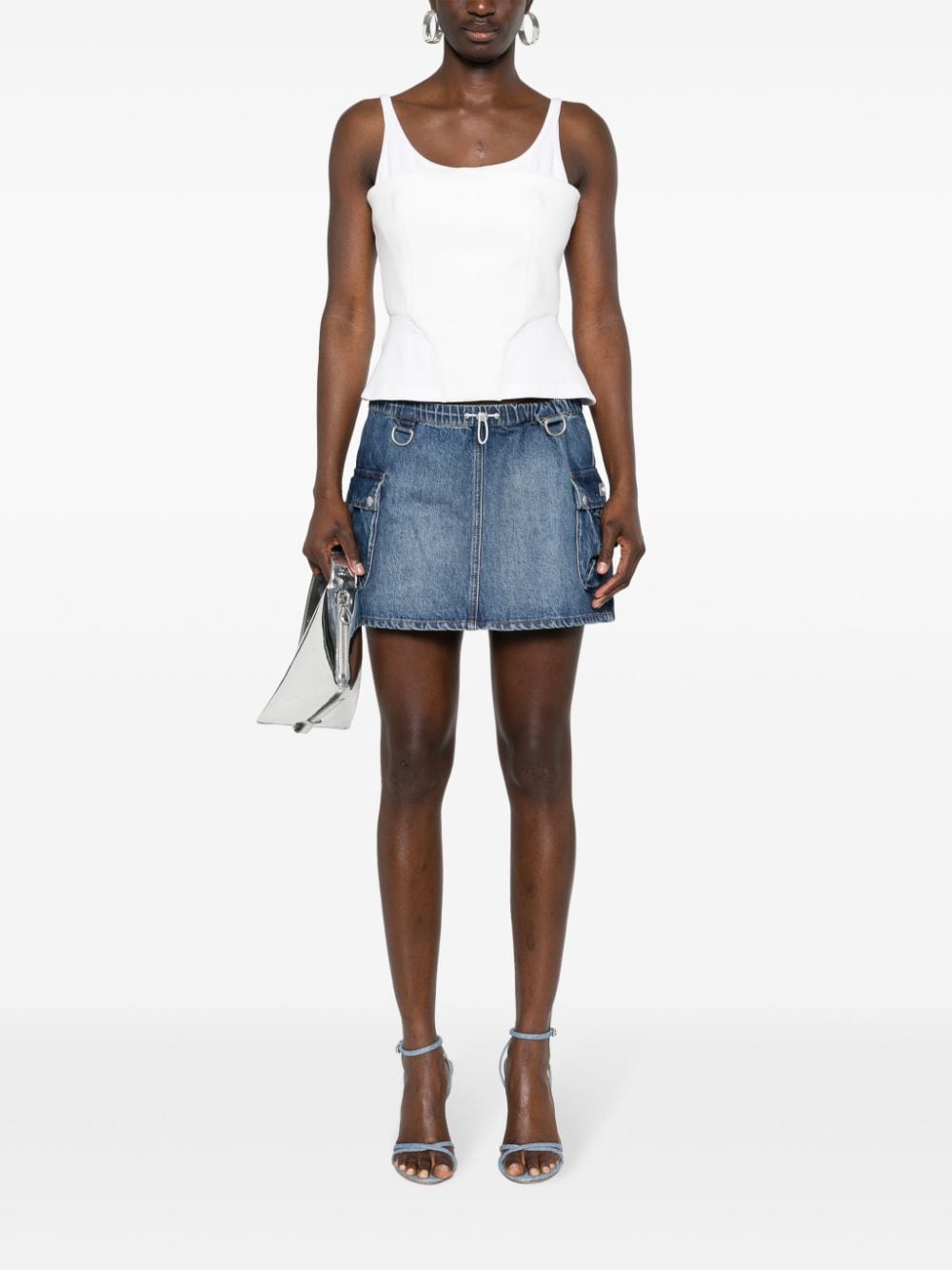 Coperni denim cargo mini skirt - Blauw