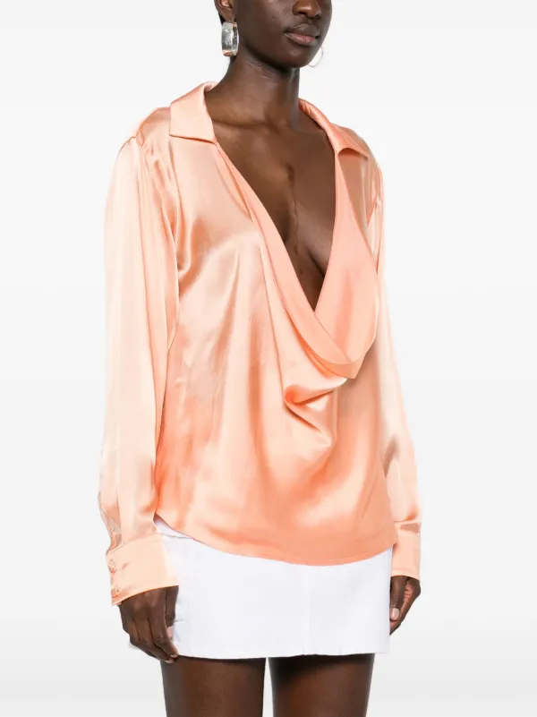 orange satin blouse