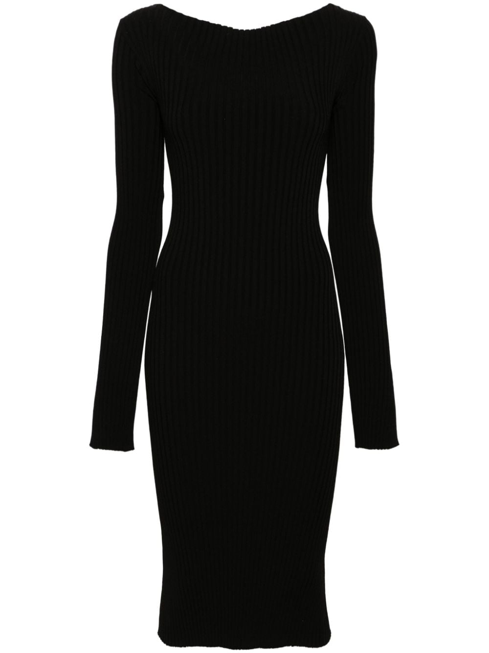 Stella Mccartney Lace-up Ribbed-knit Dress In Black