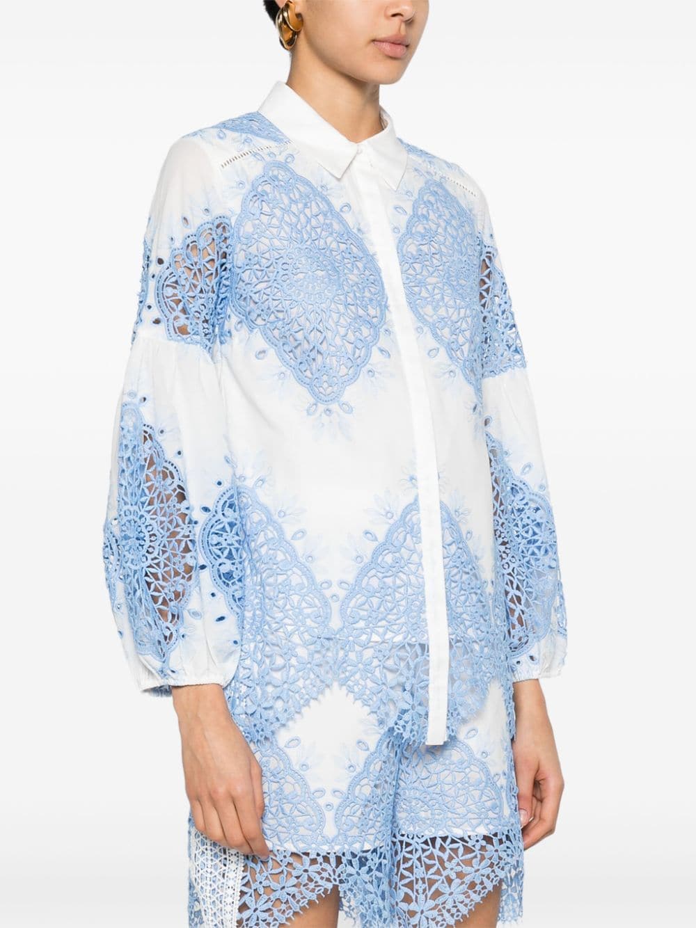 Shop Evarae Nora Lace-embroidered Shirt In White