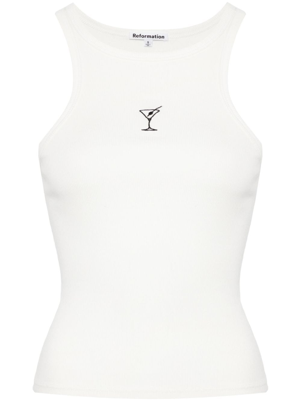 Reformation Nova Embroidered Tank Top In White