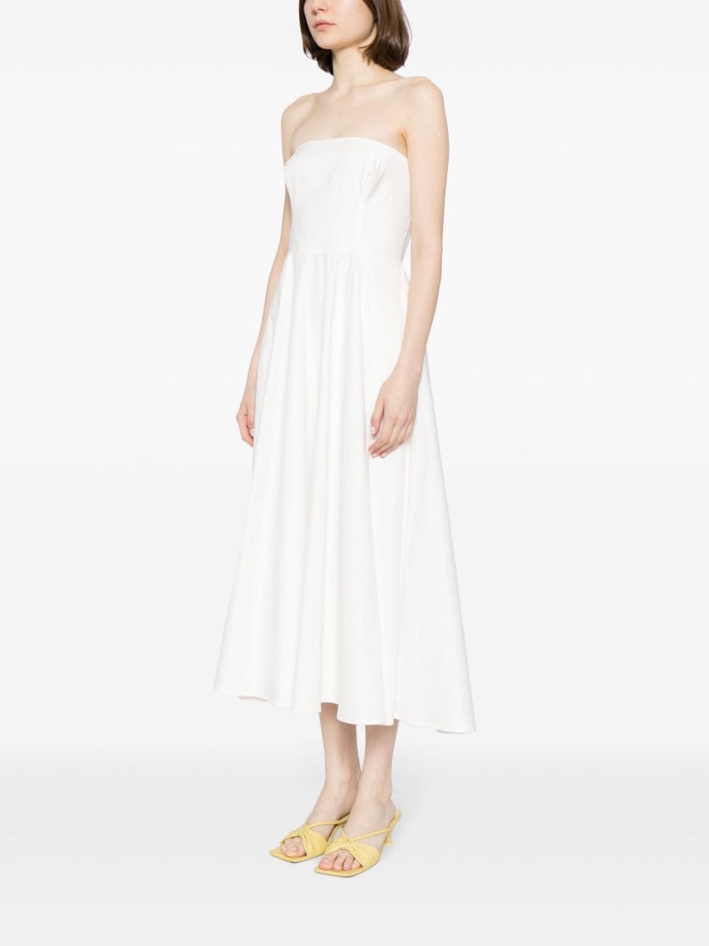 Shop Reformation Astoria Strapless Midi Dress In Weiss