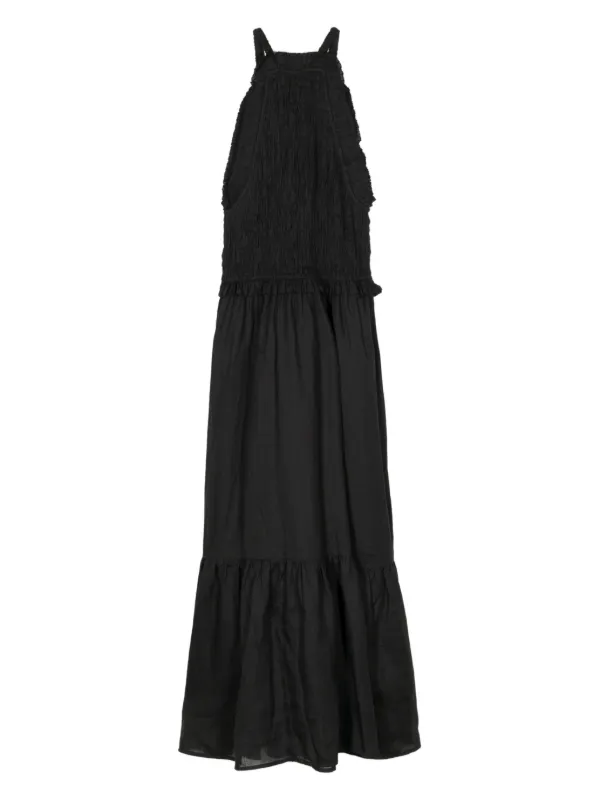 knee length dresses for ladies Ella Rafaella Smocked Bodice Midi Dress with Ruffle Sleeves, Size XL, Black main image 1