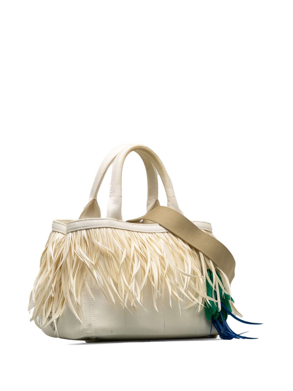Pre-owned Prada 2013-2024 Canapa Two-way Handbag In White