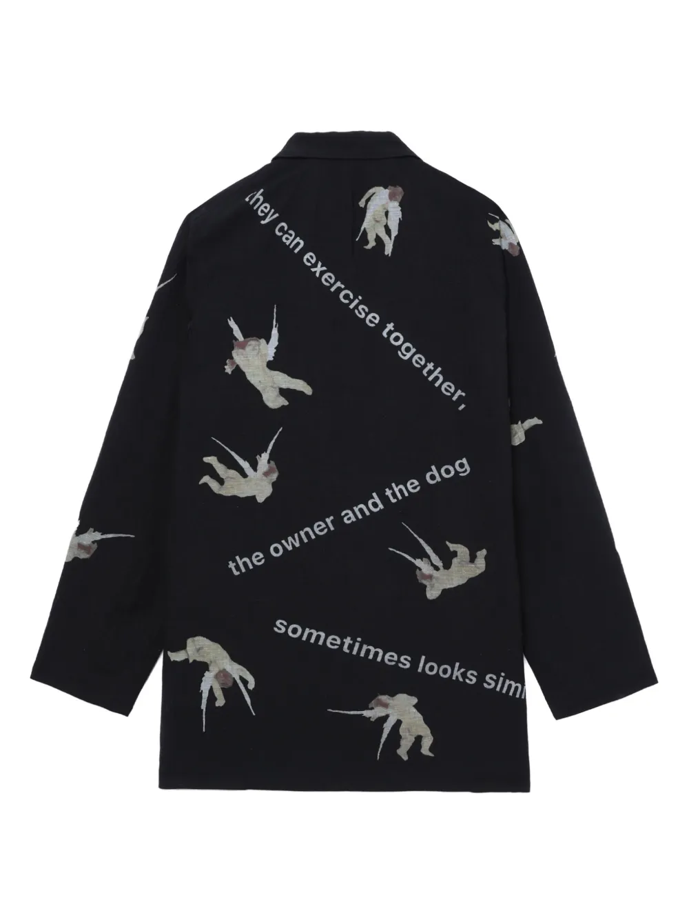Yohji Yamamoto angel-print single-breasted blazer | Image 6