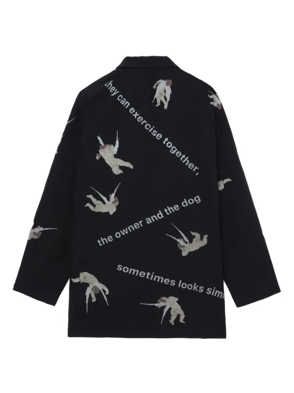 Yohji Yamamoto angel-print single-breasted Blazer | Black