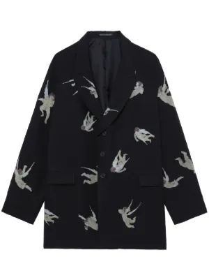 Yohji Yamamoto プリント ロングジャケット | ニュートラル | FARFETCH JP