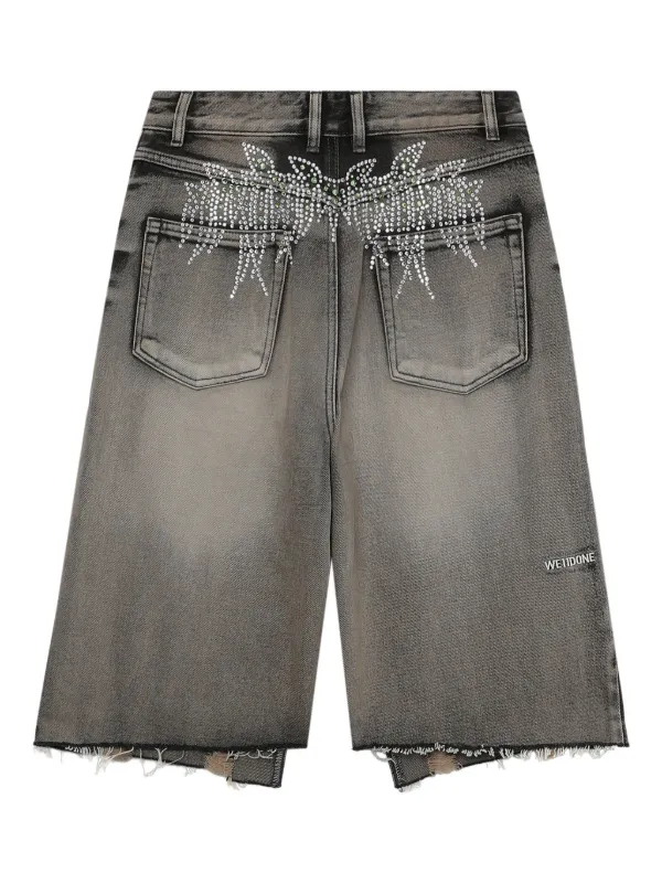 We11done Distressed Denim Shorts Farfetch