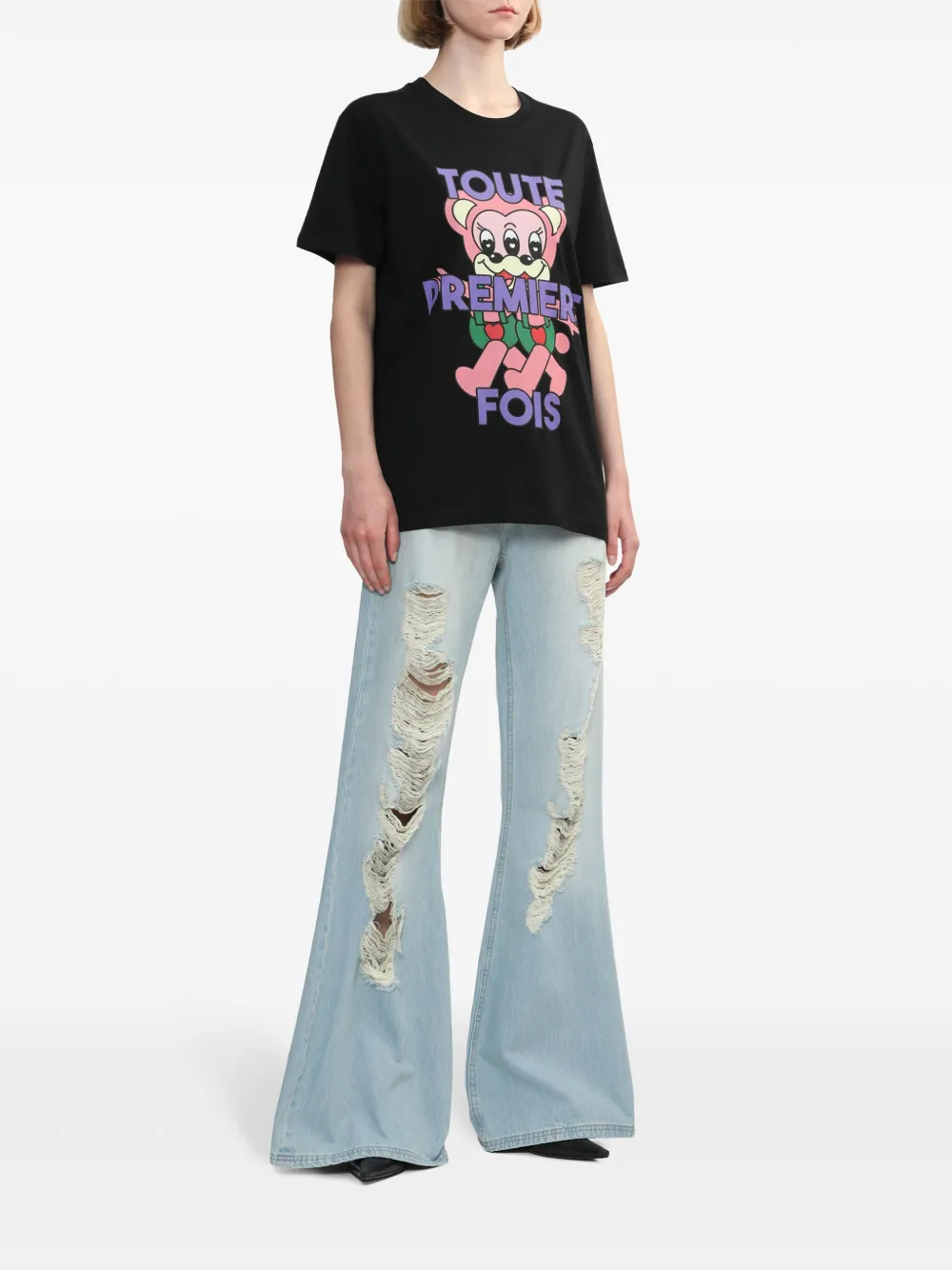 EGONlab. Katoenen T-shirt met grafische print - Zwart