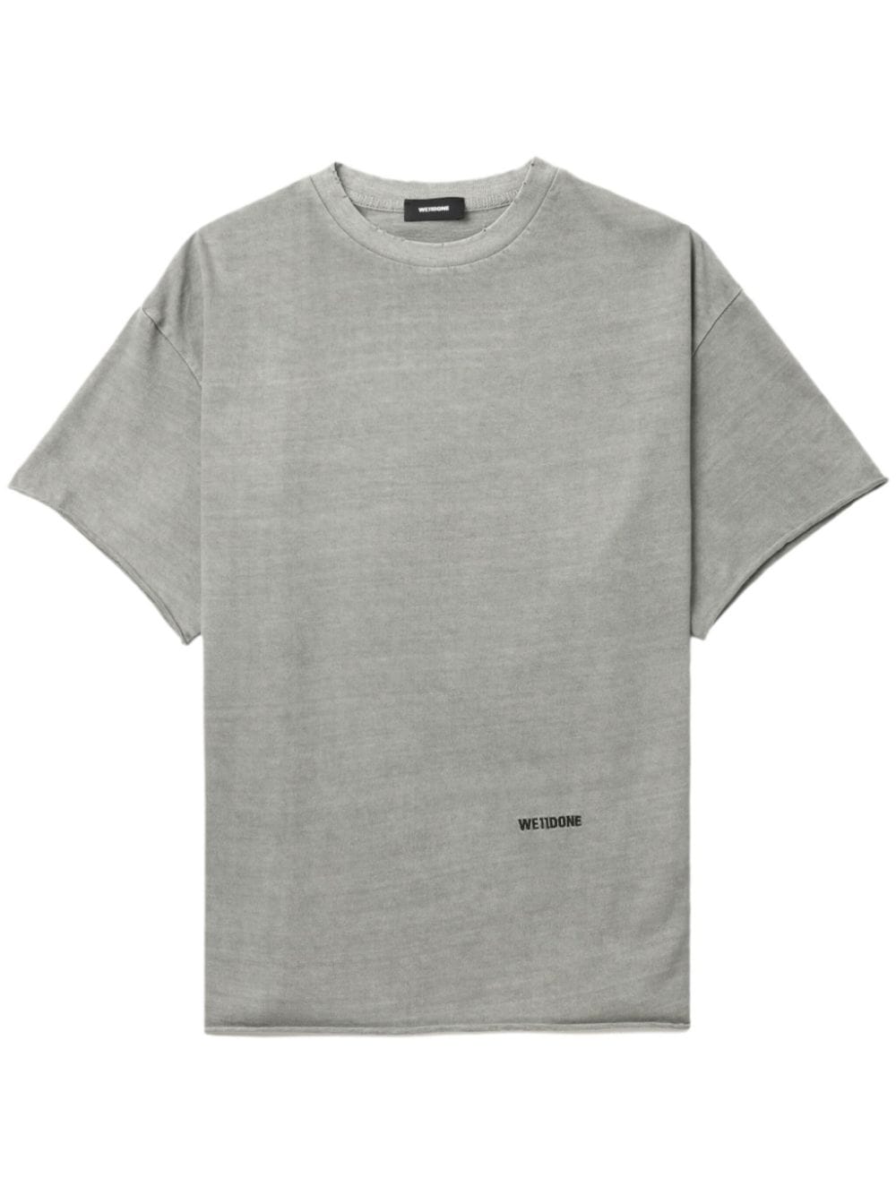 We11 Done Embroidered-logo Cotton T-shirt In Grey