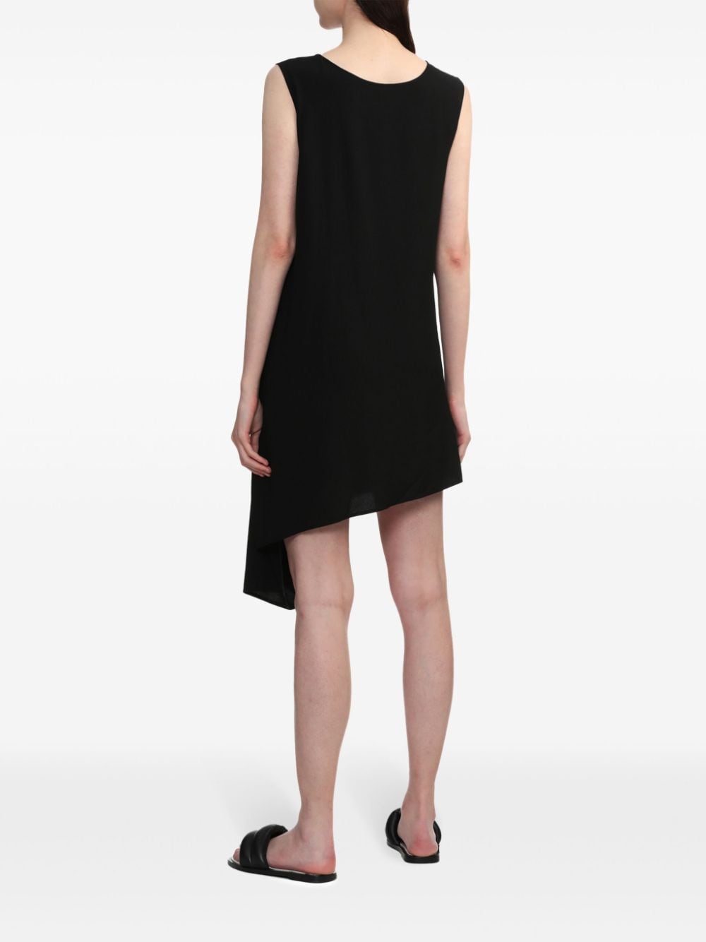 Shop Y's Draped Asymmetric Minidress In 黑色