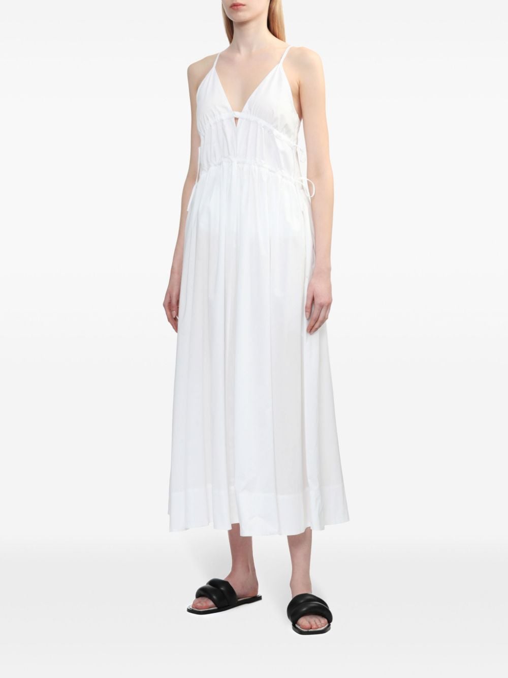 HERSKIND Miranda katoenen midi-jurk met strikdetail Wit