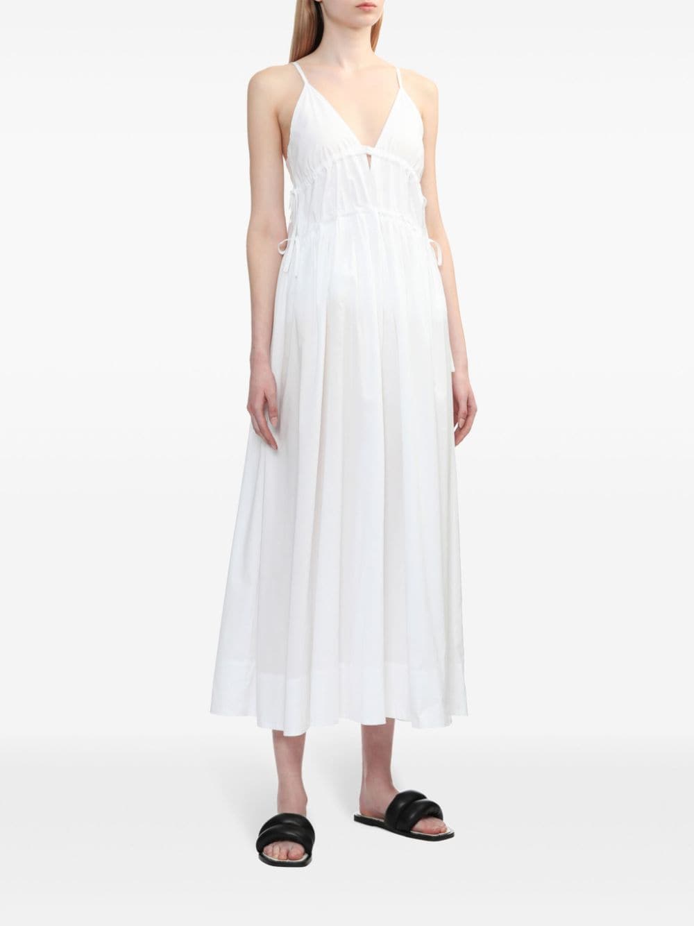Shop Herskind Miranda Tie-detail Cotton Midi Dress In White