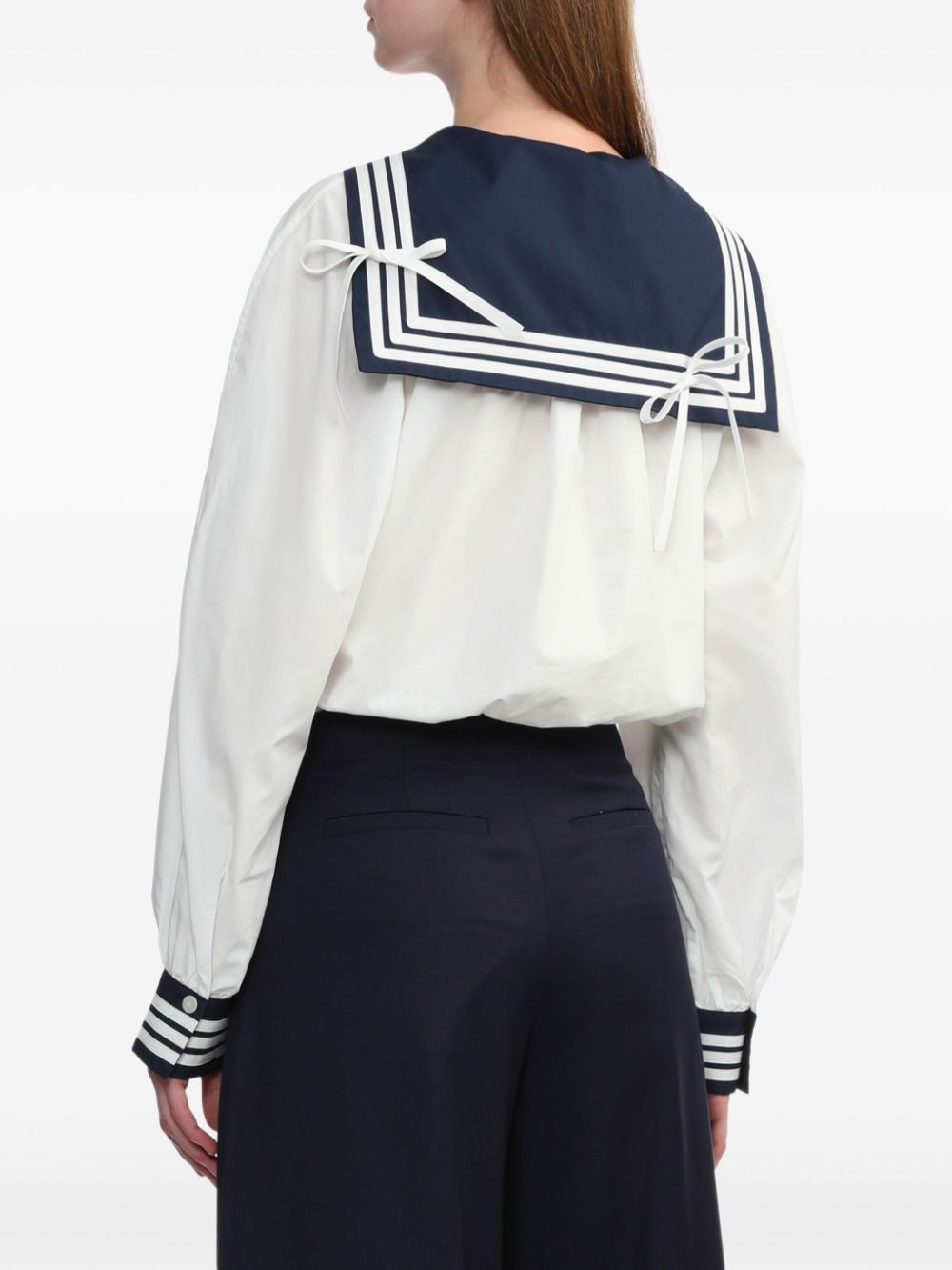 Shop Yuhan Wang Sailor-collar Cotton Shirt In White