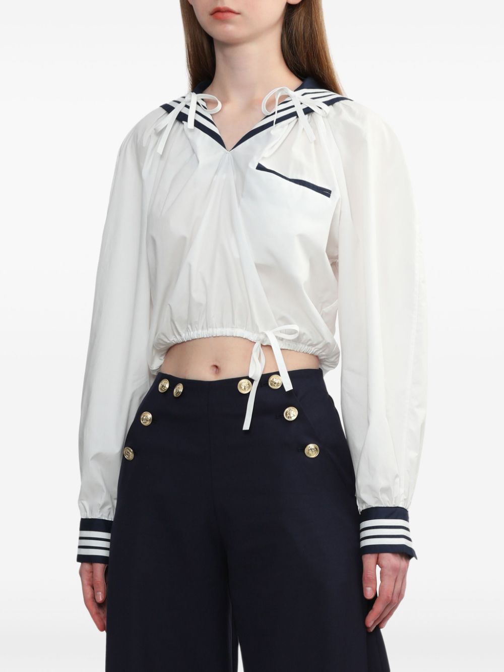 Shop Yuhan Wang Sailor-collar Cotton Shirt In White