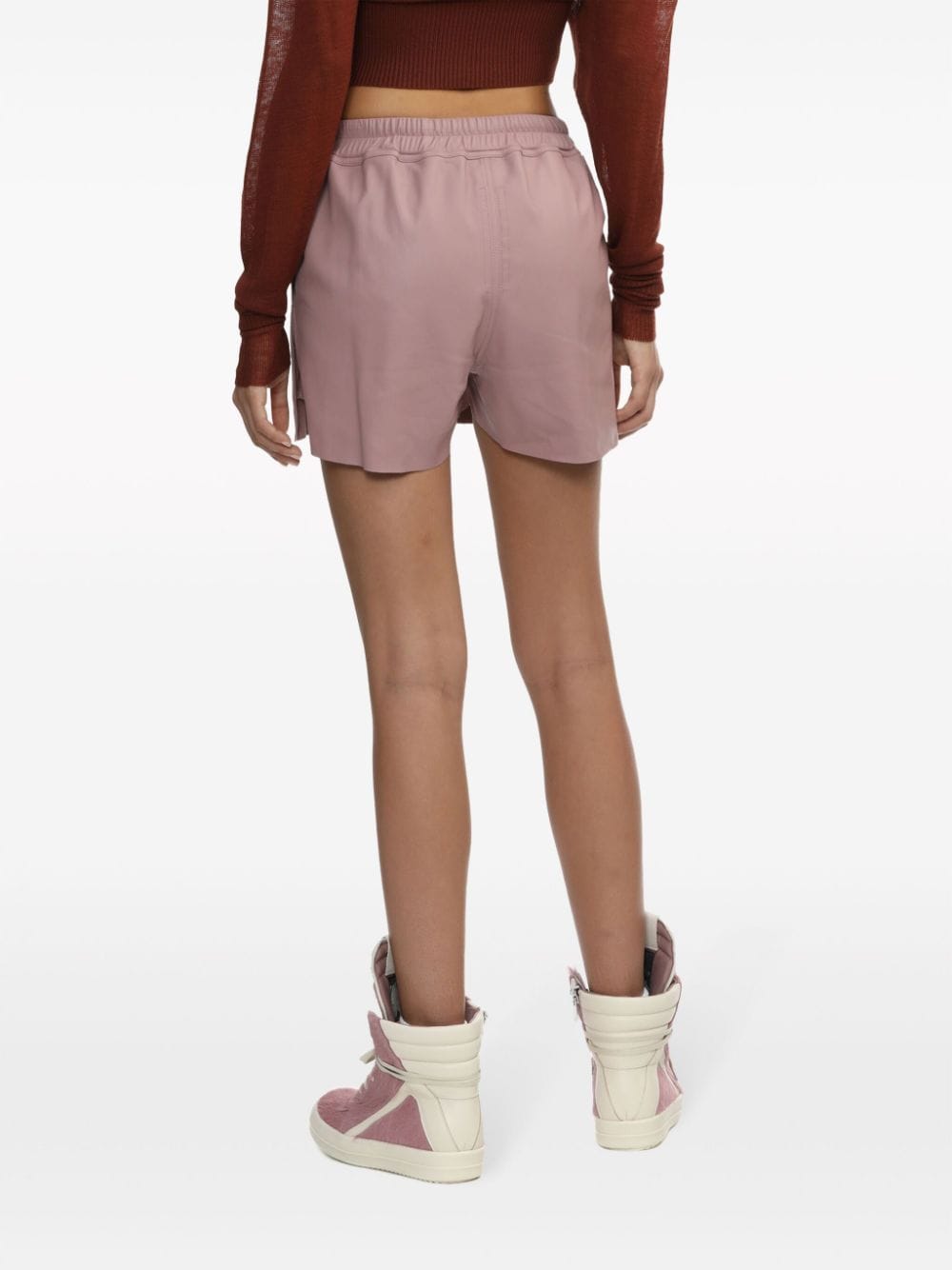 Shop Rick Owens Gabe Leather Shorts In Pink