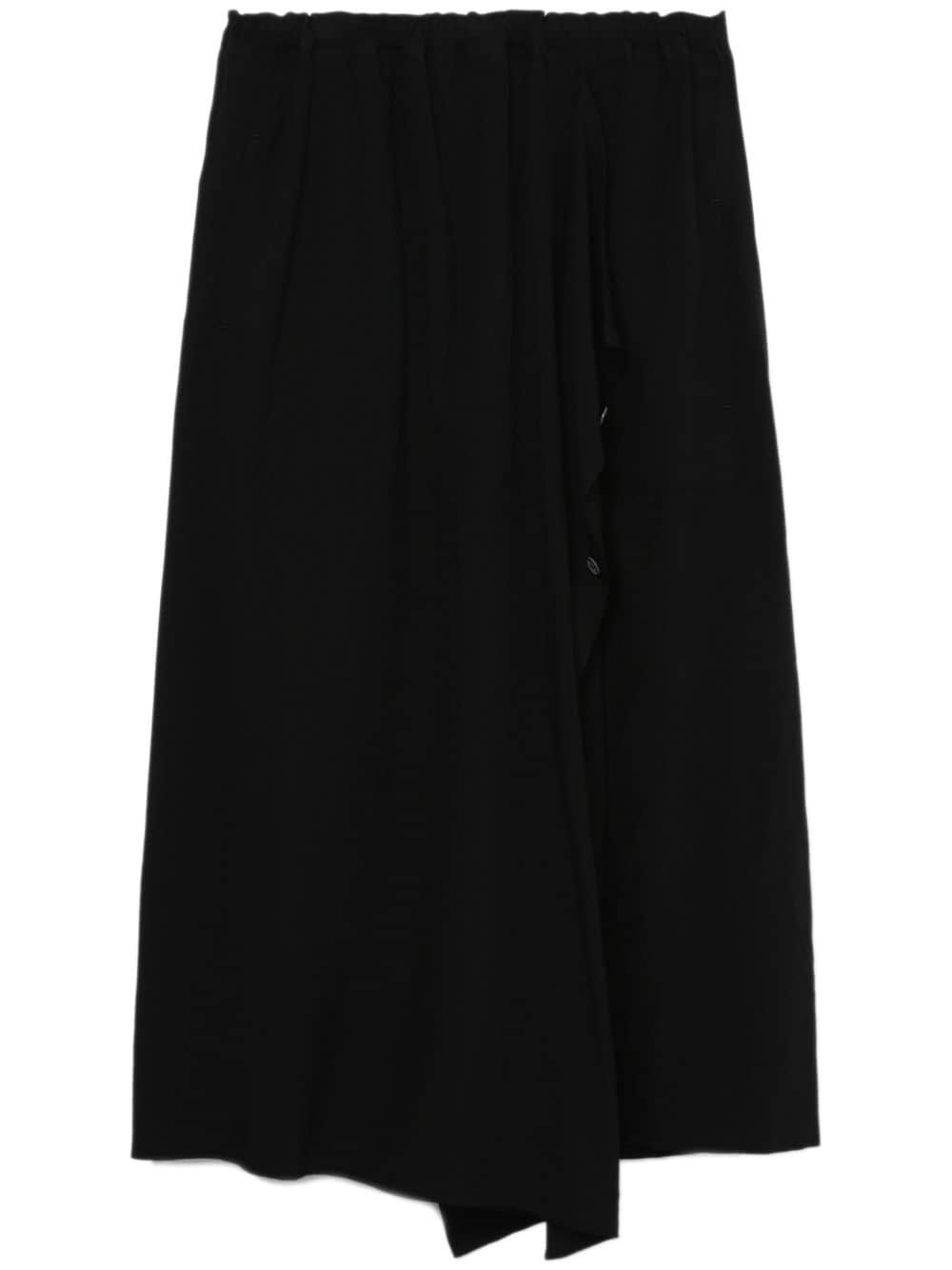 elasticated-waist asymmetric midi skirt