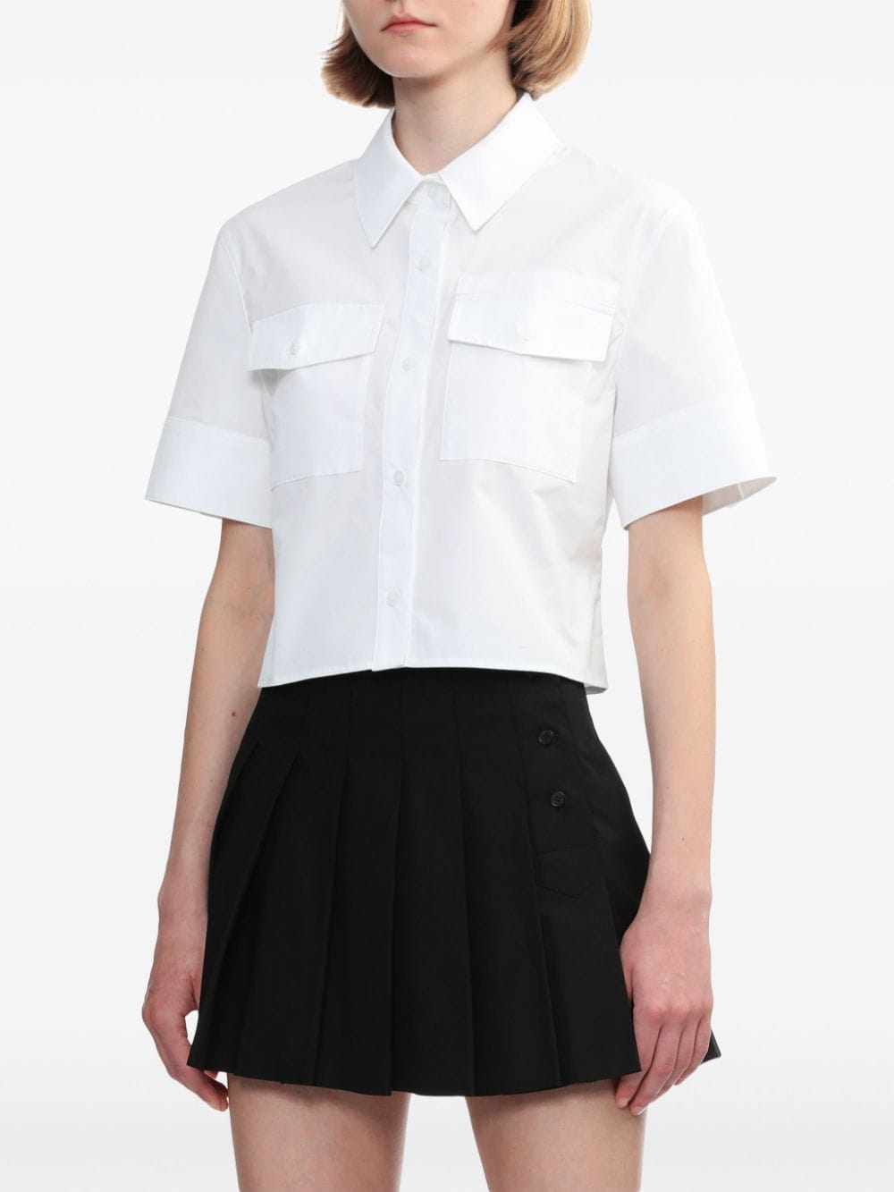 Shop We11 Done Cropped Poplin Shirt In White