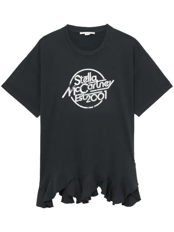 Stella McCartney logo-print ruffle-hem T-shirt - Farfetch