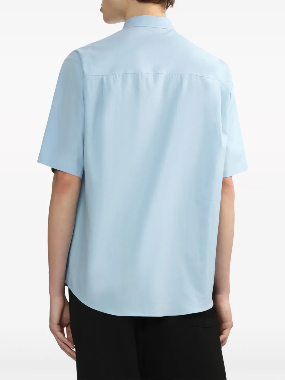 Shop Auralee Short-sleeved Cotton Shirt In Blue