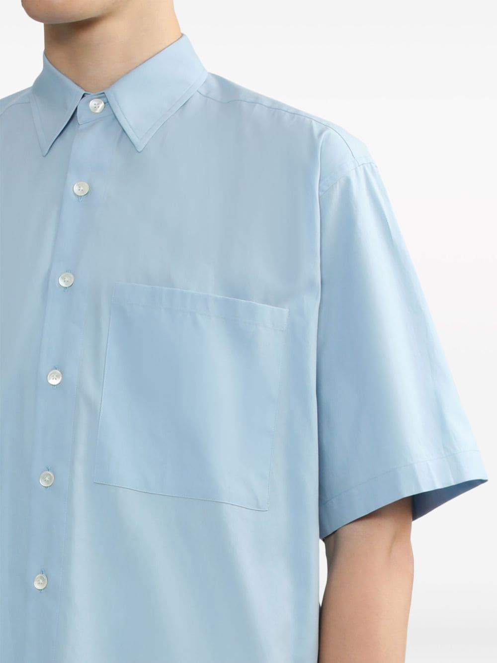 Shop Auralee Short-sleeved Cotton Shirt In Blue