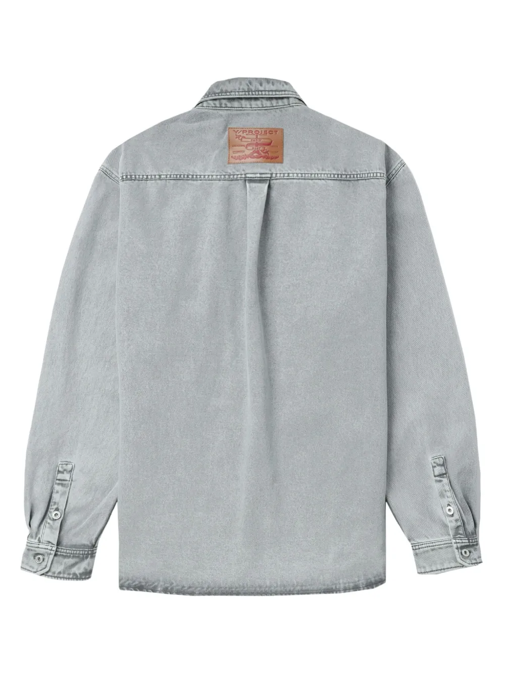 Y/Project Light Wash Layered Denim Shirt | Grey | FARFETCH CA