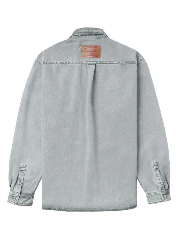 Y/Project Light Wash Layered Denim Shirt | Grey | FARFETCH IN