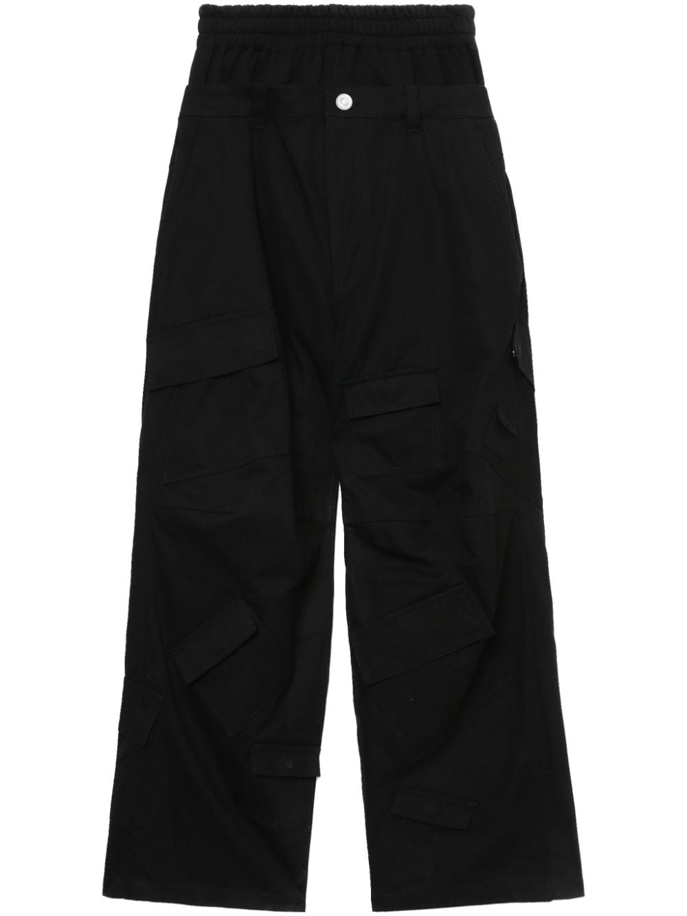 We11 Done Layered Straight-leg Cargo Trousers In Black