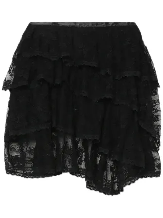 Yuhan Wang フローラルレース スカート | ブラック | FARFETCH JP