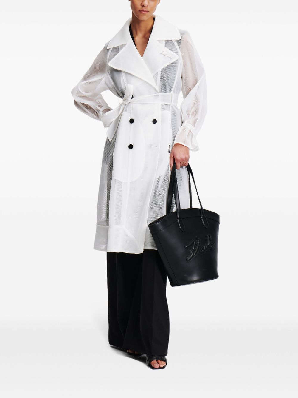 Karl Lagerfeld x Hun Kim mesh trench coat - Wit