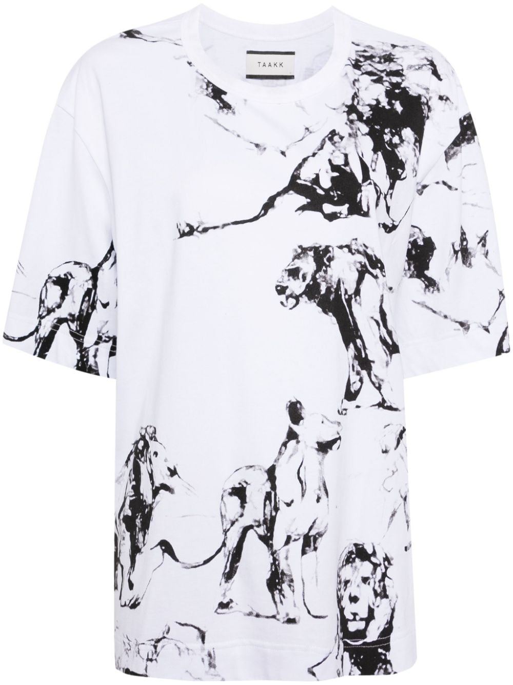 Taakk animal-print cotton T-shirt - Bianco