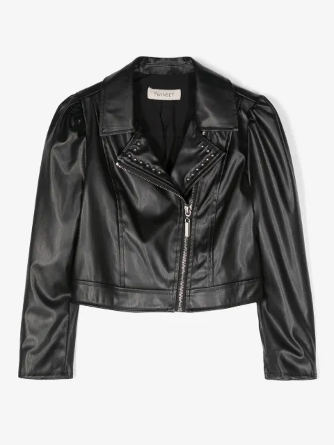 TWINSET Kids stud-detailed biker jacket