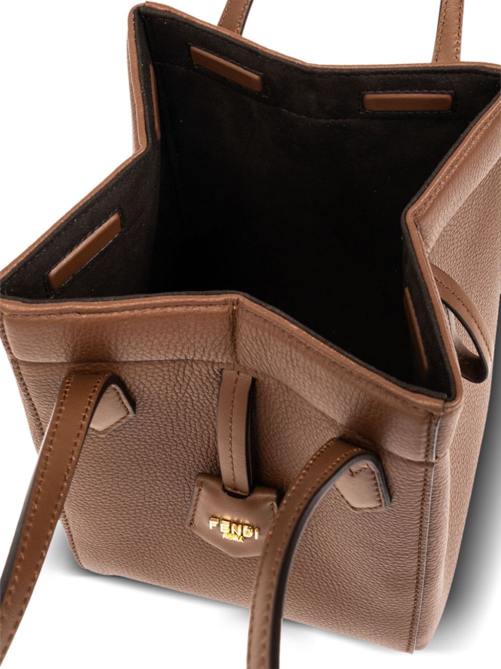 Shop Fendi Mini Origami Leather Bag In Braun