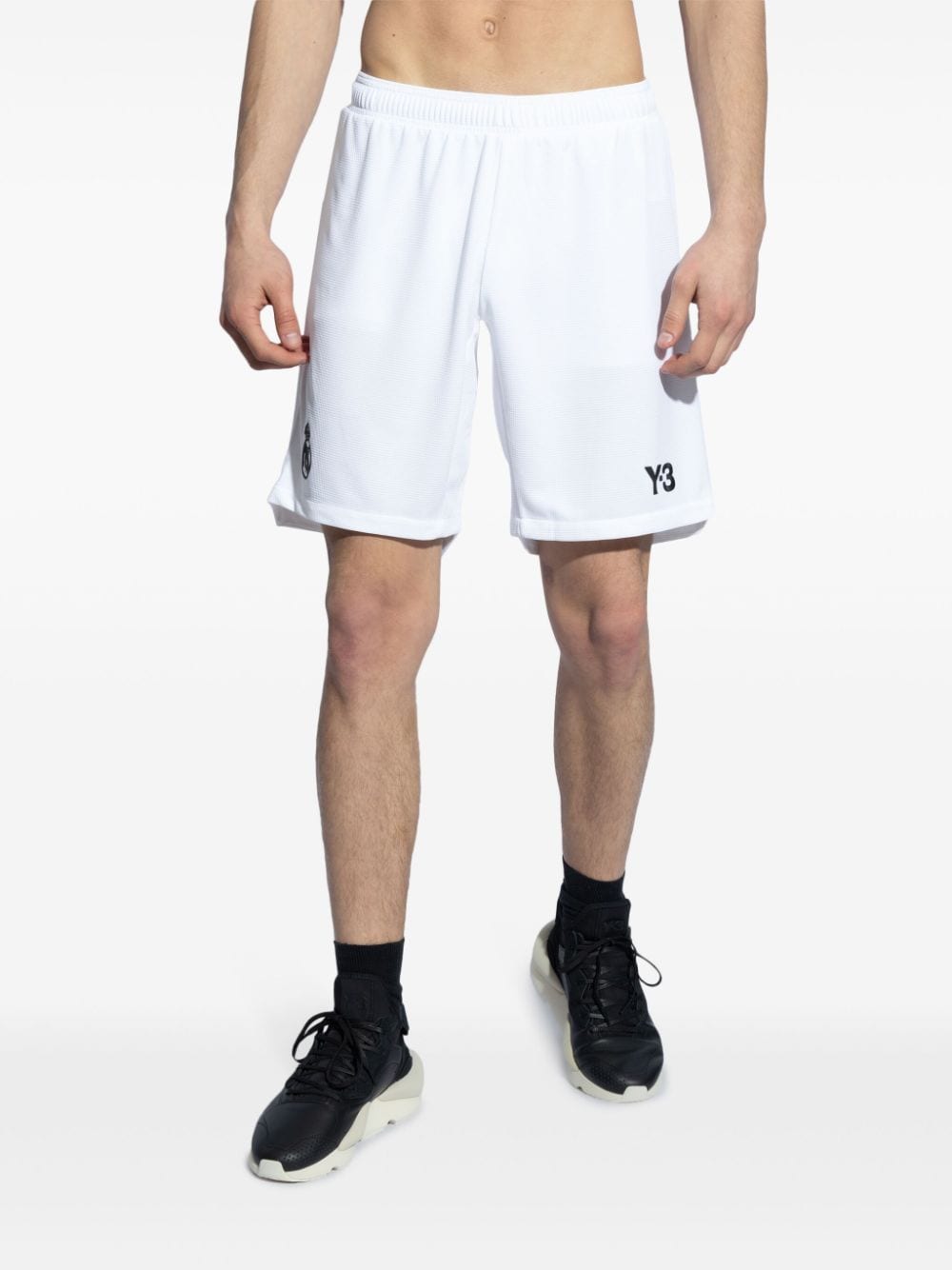 Shop Y-3 X Real Madrid Logo-appliqué Shorts In White