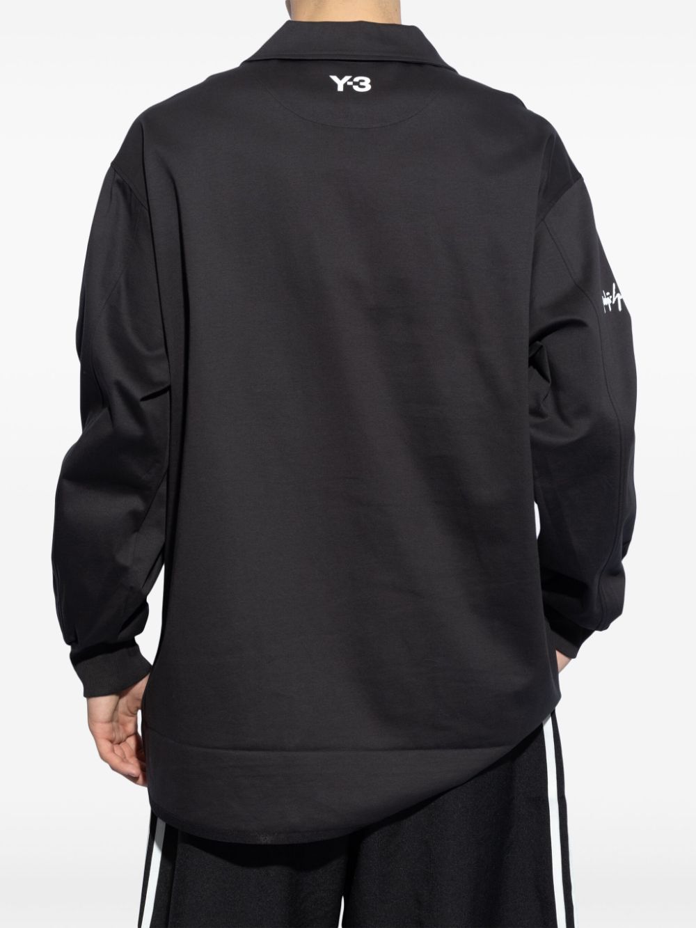 Shop Y-3 Rm Long-sleeved Polo Shirt In Black