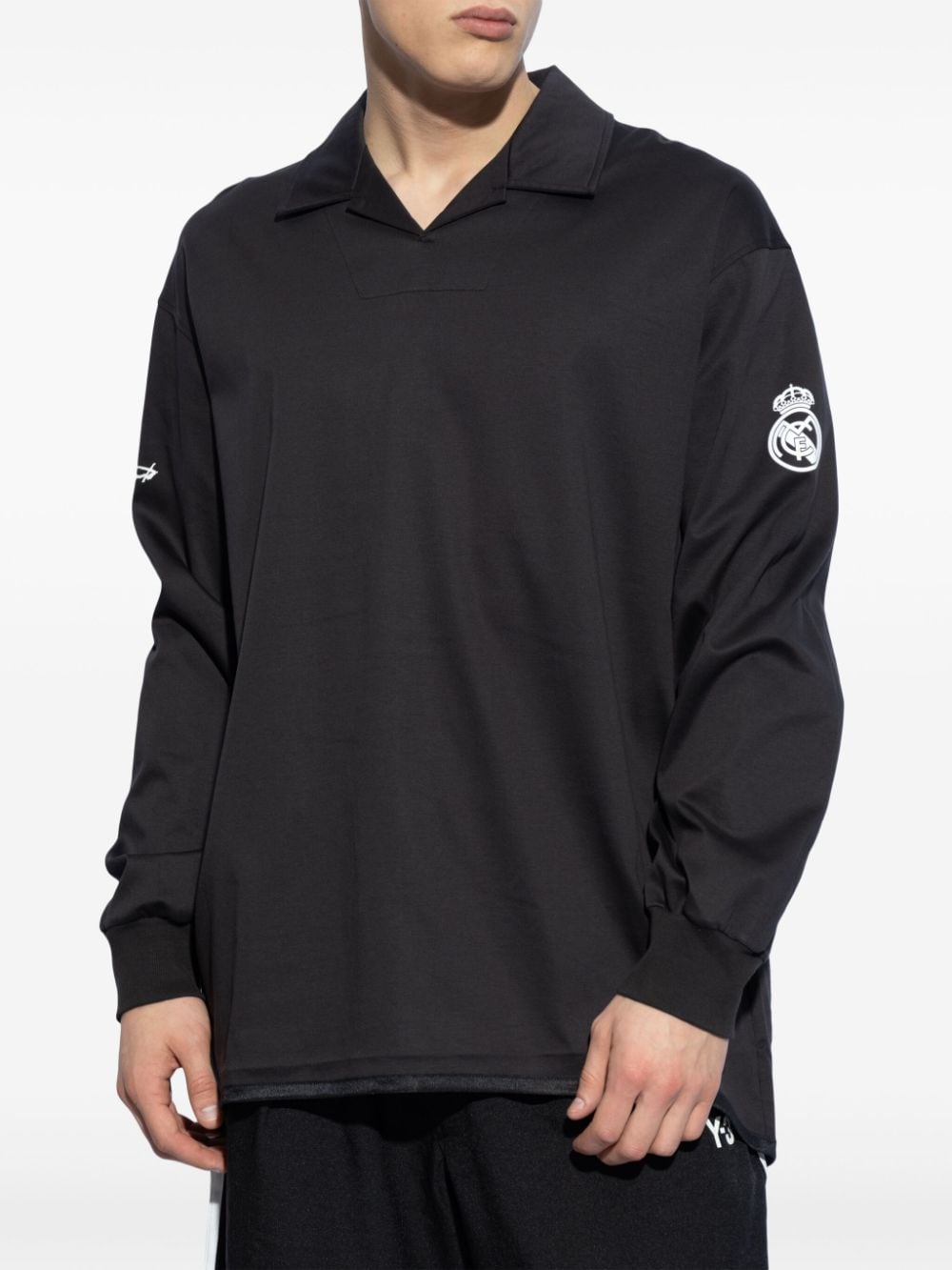 Shop Y-3 Rm Long-sleeved Polo Shirt In Black