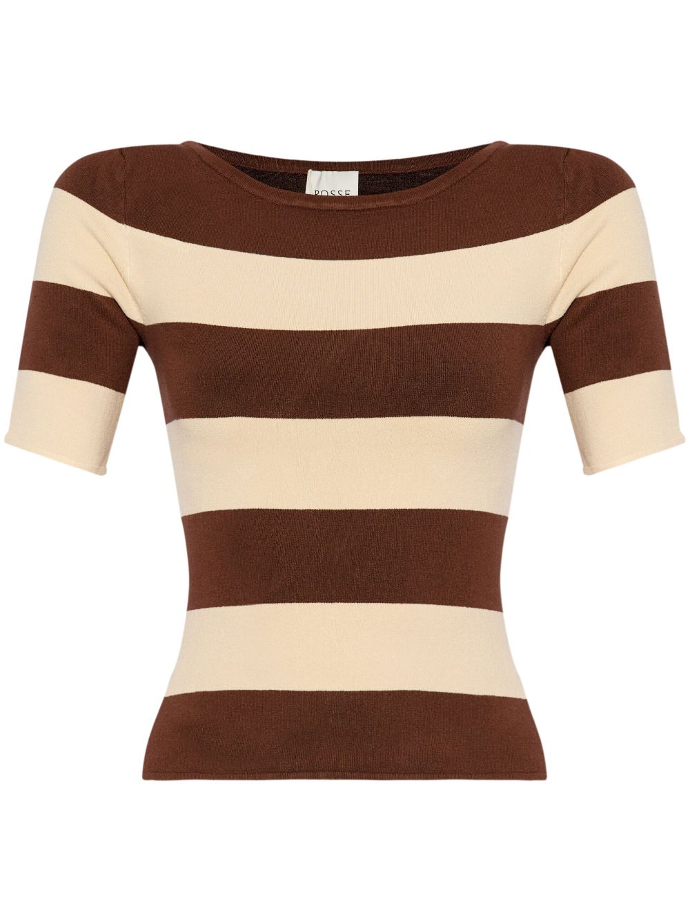 Posse Theo Striped Stretch-knit Top In Brown
