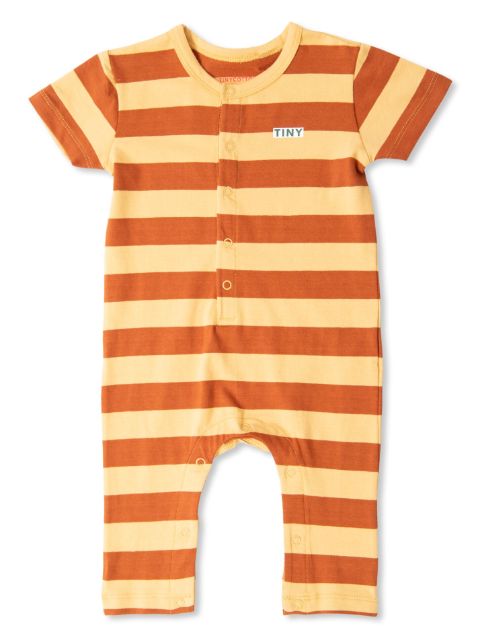 Tiny Cottons logo-print striped romper