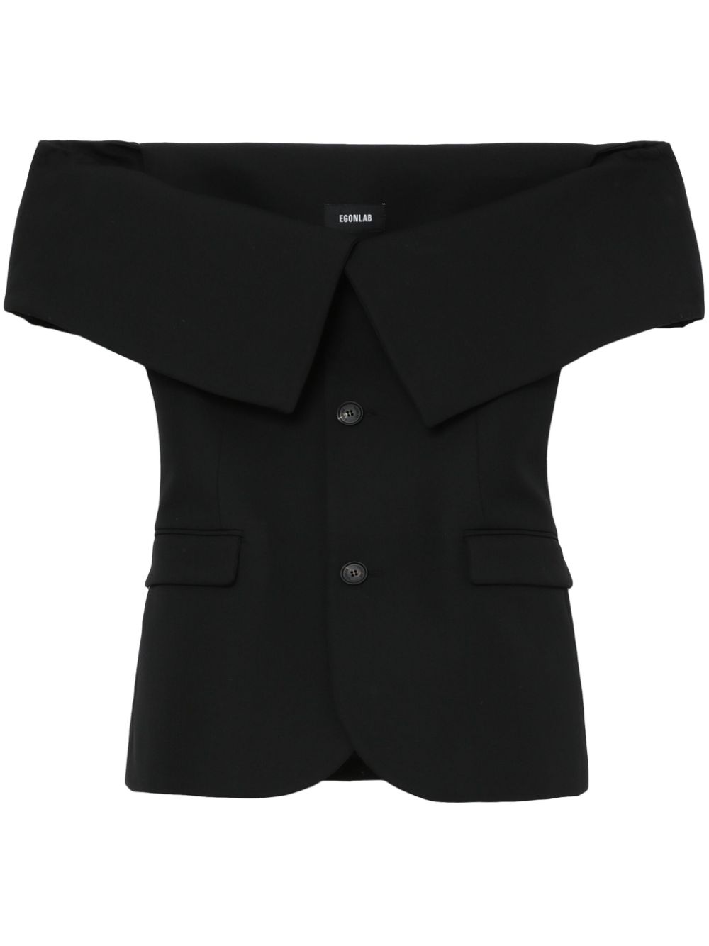 Egonlab Off-shoulder Virgin-wool Top In Black