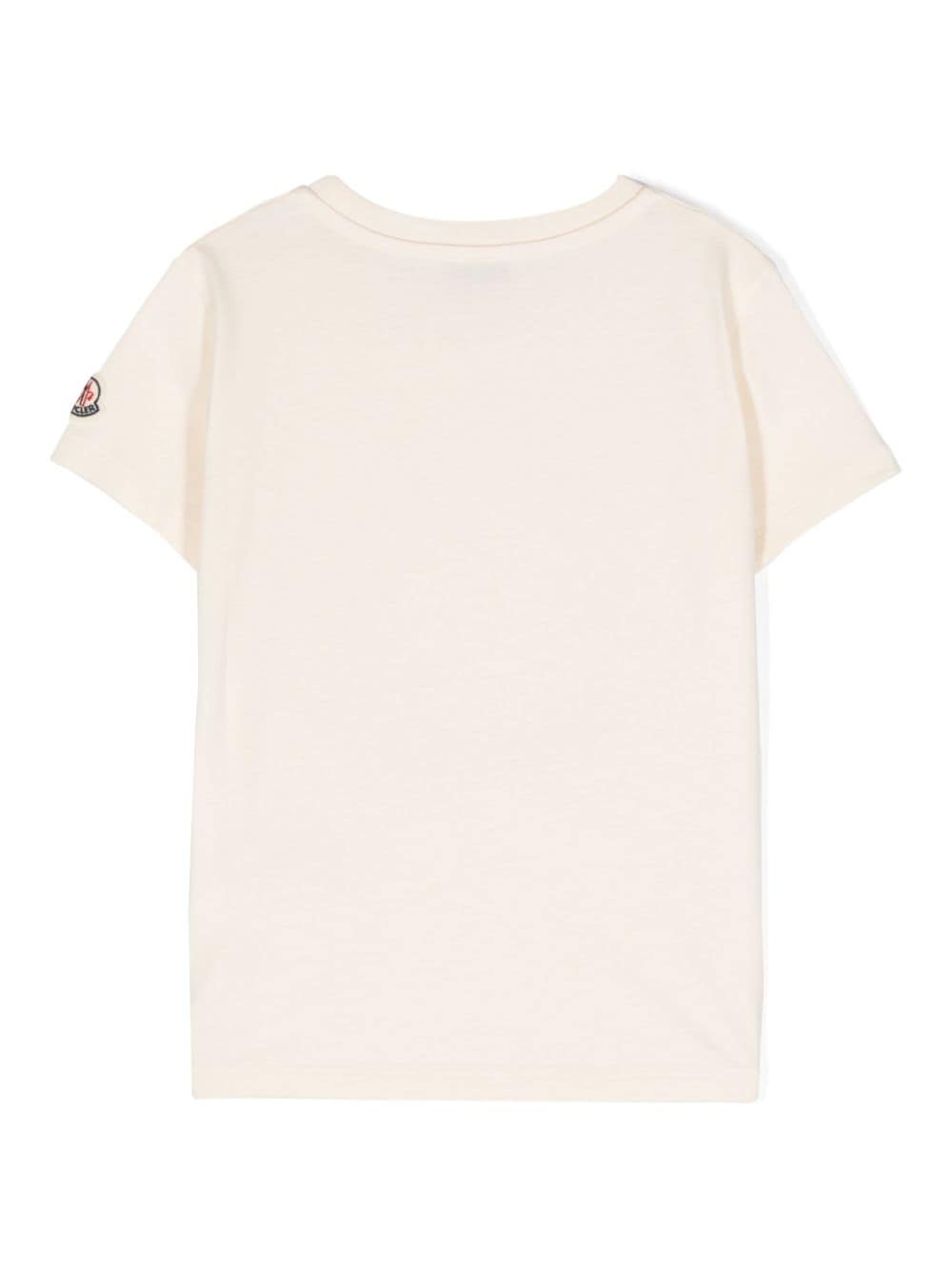 Moncler Enfant Katoenen T-shirt met logopatch Beige