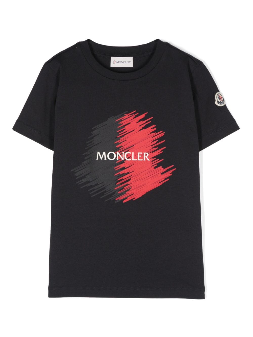 Moncler Enfant Katoenen T-shirt met logoprint Blauw