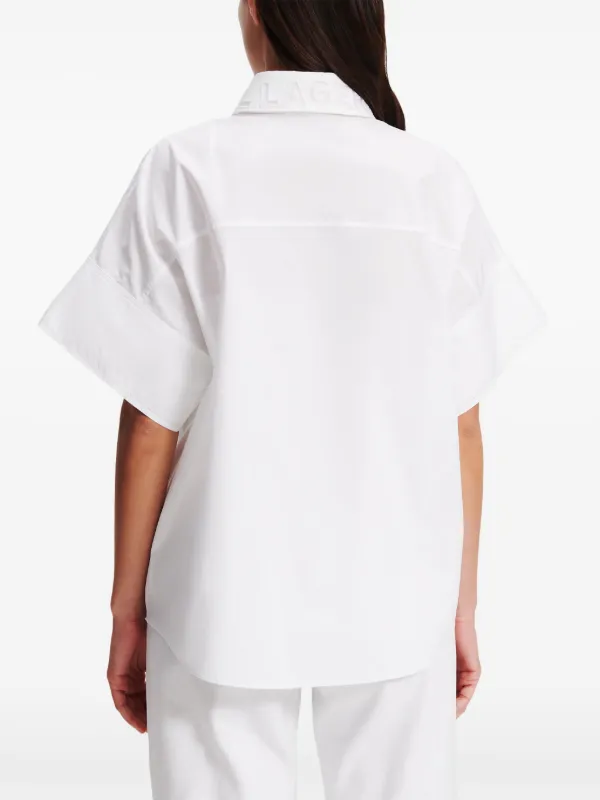 KARL LAGERFELD ロンクスリフシャツ KM605135552602 10WHITE Karl Lagerfeld Embroidered button-up Shirt | White | FARFETCH