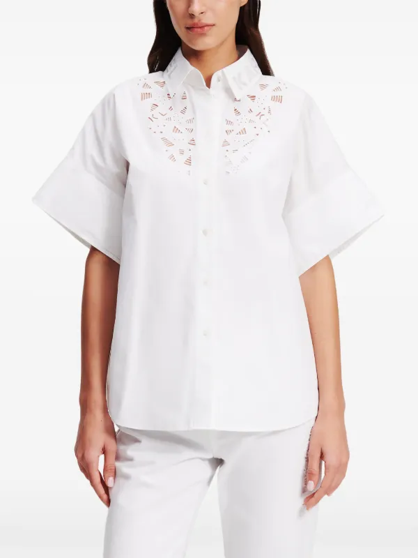 KARL LAGERFELD ロンクスリフシャツ KM605135552602 10WHITE Karl Lagerfeld Embroidered button-up Shirt | White | FARFETCH