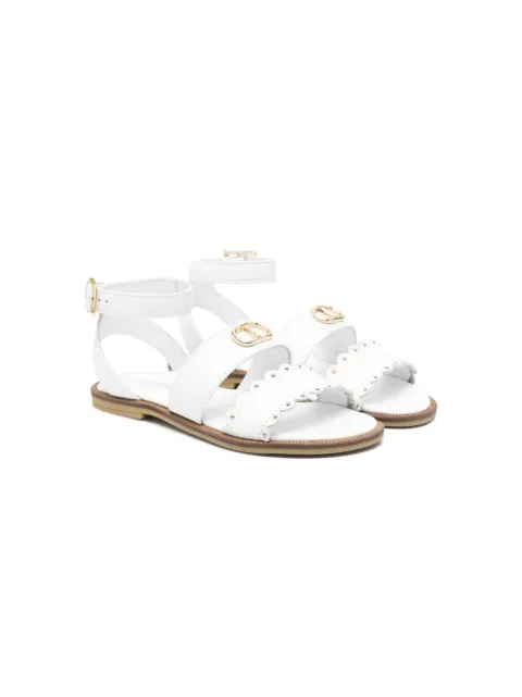 TWINSET Kids Oval T leather sandals