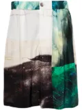 Taakk patchwork-print silk shorts - Green